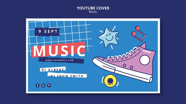 Free PSD | Flat design music youtube template