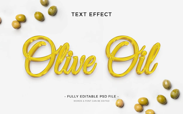 Free PSD | Flat design olive oil text effect