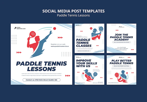 Free PSD | Flat design paddle tennis lessons instagram post