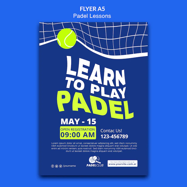 Free PSD | Flat design padel lessons template