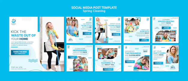 Free PSD | Flat design spring cleaning template