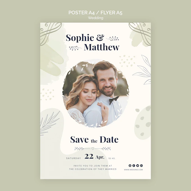 Free PSD | Flat design wedding template