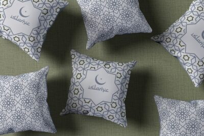 Free PSD | Flat lay arrangement with ramadan pillows