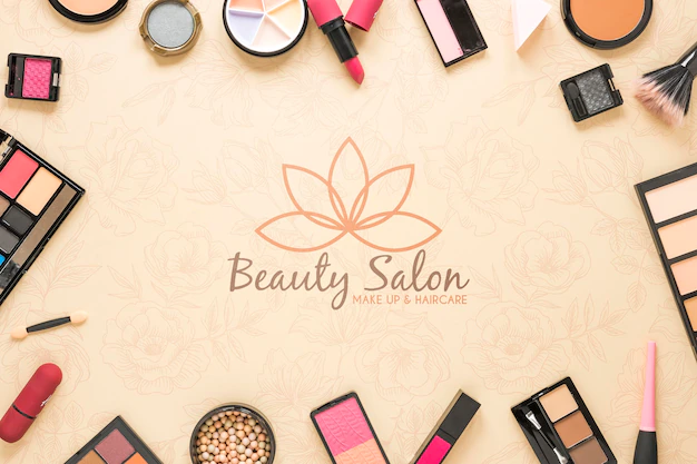 Free PSD | Flat lay beauty salon concept