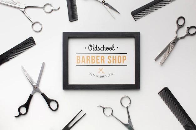 Free PSD | Flat lay of hairdresser concept mock-up