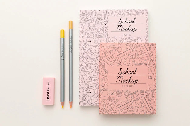 Free PSD | Flat lay of school supplies collection mock-up