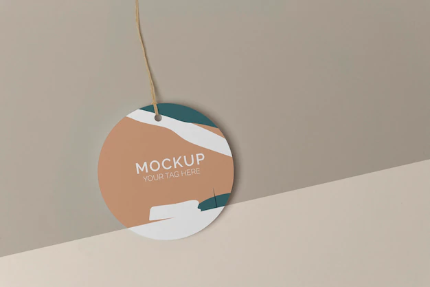 Free PSD | Flat lay product tag mock-up arrangement