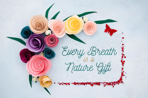 Free PSD | Floral frame with positive message