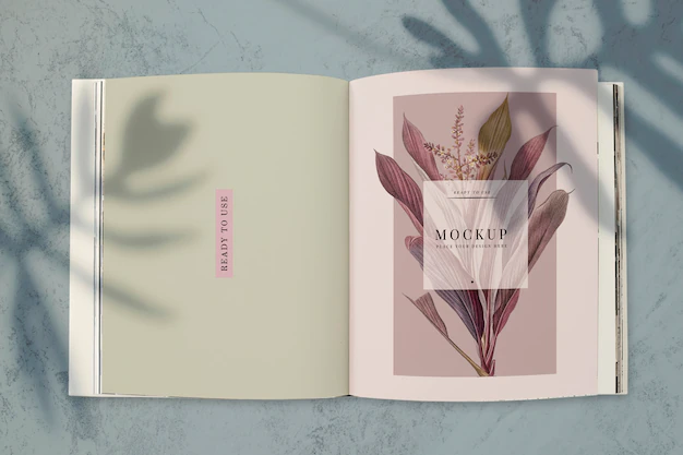 Free PSD | Floral magazine mockup with blank space