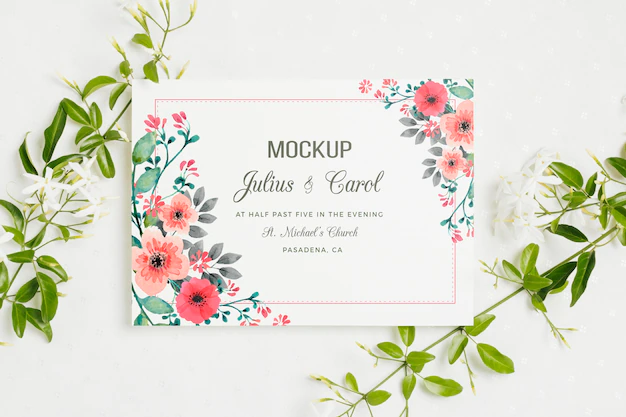 Free PSD | Floral wedding concept mock-up