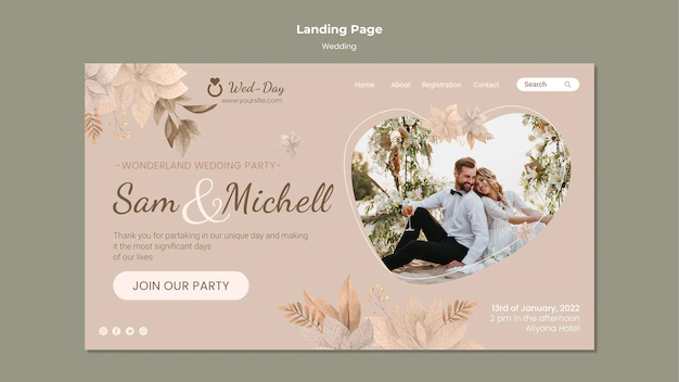 Free PSD | Floral wedding web template