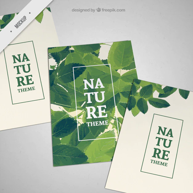 Free PSD | Flyer mockups with green leaves