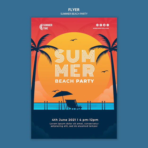 Free PSD | Flyer template for summer beach party