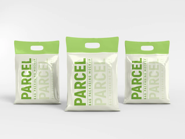 Free PSD | Foil parcel bag branding mockup