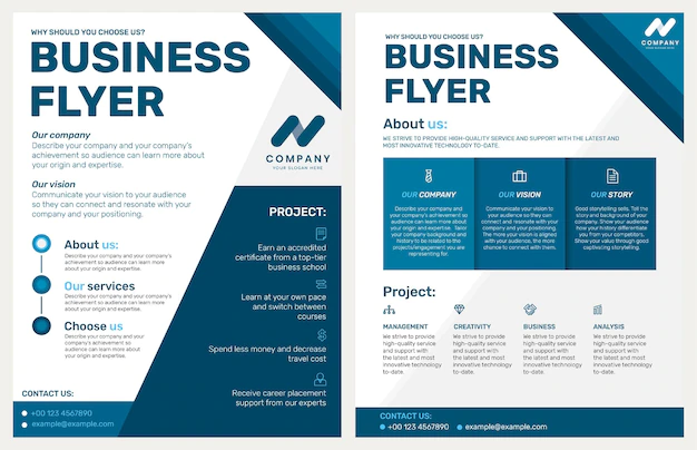 Free PSD | Foldable business flyer template psd in blue modern design