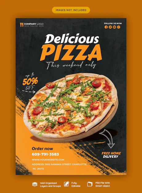 Free PSD | Food menu and delicious pizza flyer template