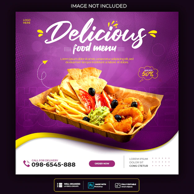 Free PSD | Food social media promotion and banner post design template