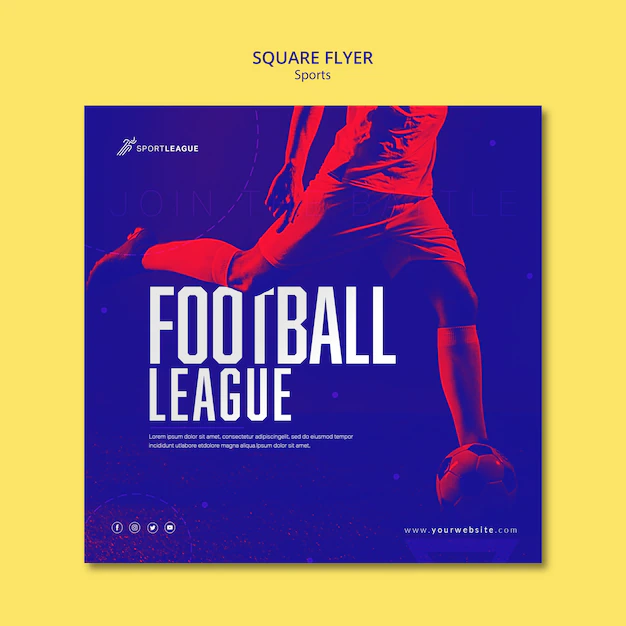 Free PSD | Football league square flyer template