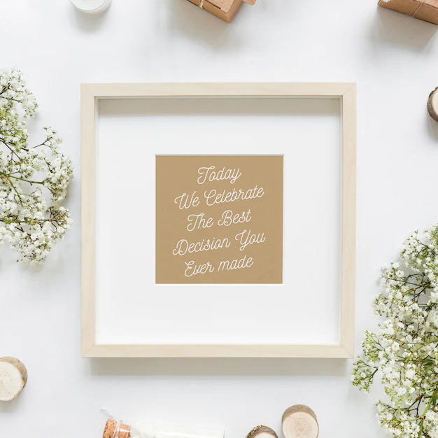 Free PSD | Frame mockup with wedding concept