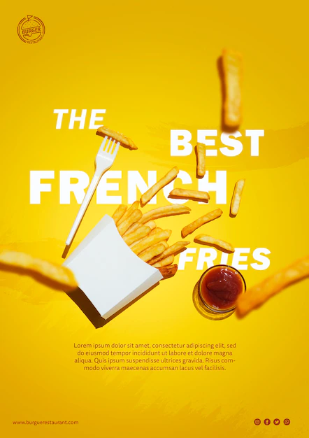 Free PSD | French fries and sauce template