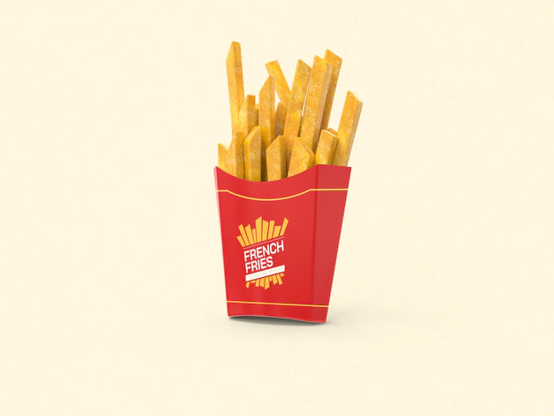 Free PSD | French fries packaging mockup