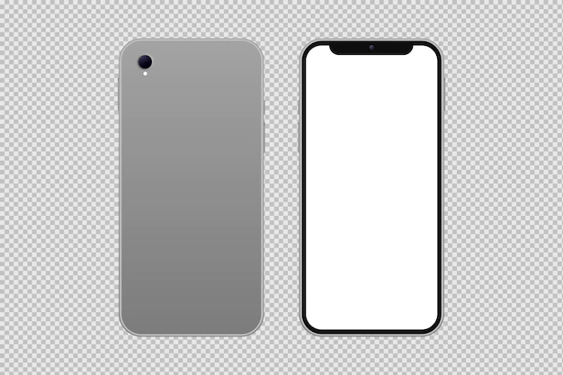 Free PSD | Front and rear view of isolated smartphone