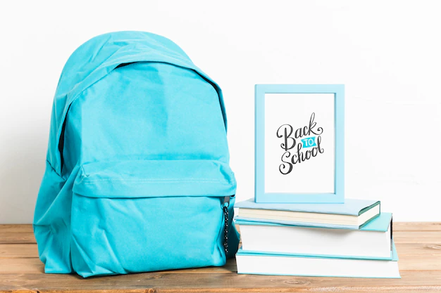Free PSD | Front view back to school backpack with frame