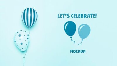 Free PSD | Front view of celebration mock-up balloons