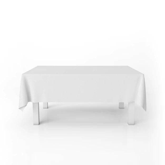 Free PSD | Front view of dining table mockup with a white cloth