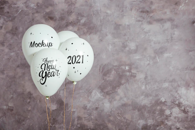 Free PSD | Front view of mock-up balloons for new year