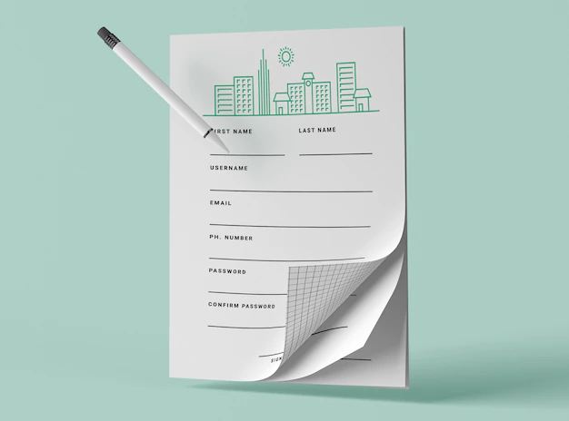 Free PSD | Front view of mock-up papers with pen