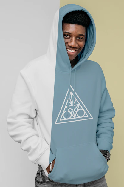 Free PSD | Front view of smiley man in hoodie