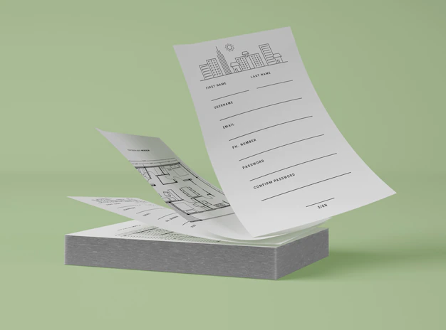Free PSD | Front view of stack of papers