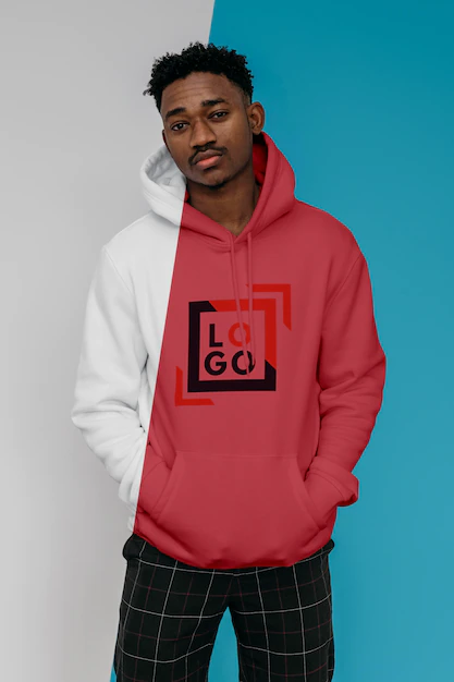 Free PSD | Front view of stylish man in hoodie