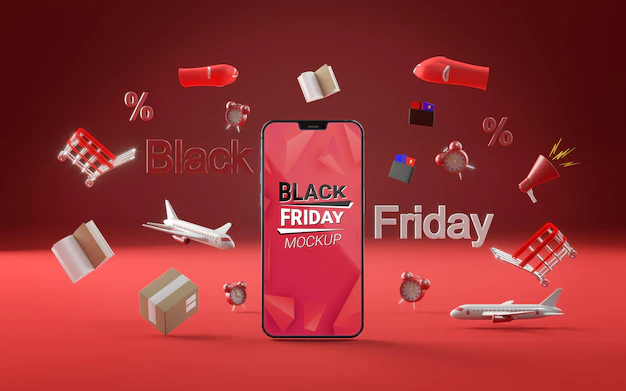 Free PSD | Front view offers for black friday red background