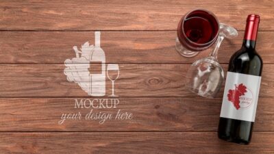 Free PSD | Front view wine bottle mock-up with copy-space
