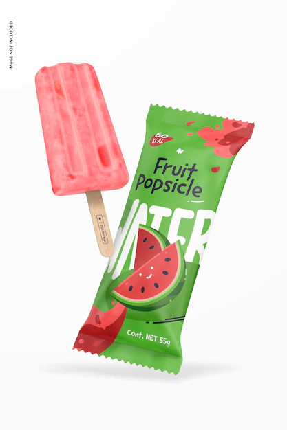 Free PSD | Fruit popsicle mockup, falling