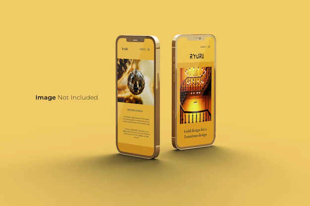 Free PSD | Full screen gold smartphone mockup design