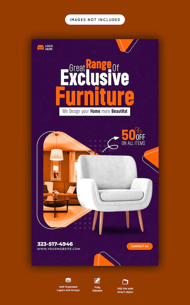 Free PSD | Furniture sale instagram and facebook story template
