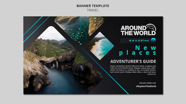 Free PSD | Futuristic travel horizontal banner template