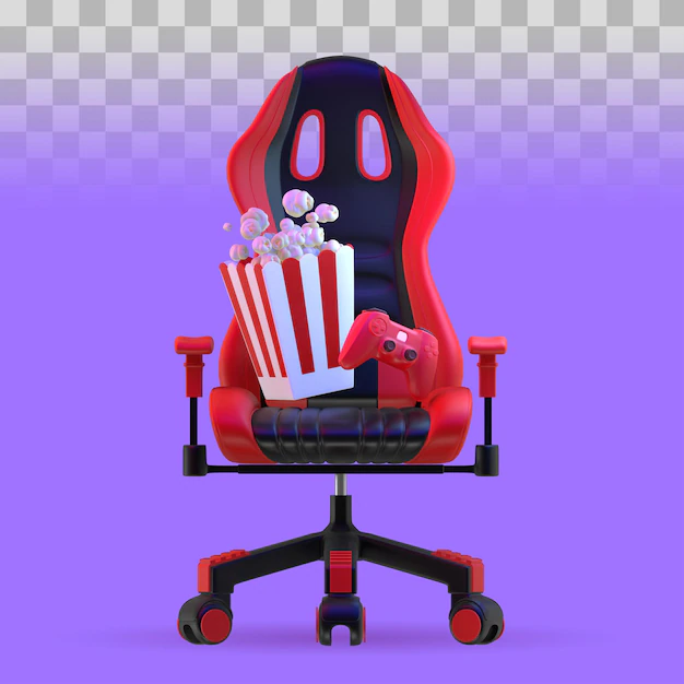 Free PSD | Gamer chair with entertainment elements. 3d illustration