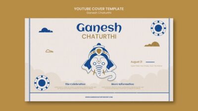 Free PSD | Ganesh chaturthi youtube cover template with elephant and clouds