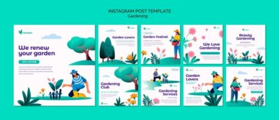 Free PSD | Gardening instagram post design template