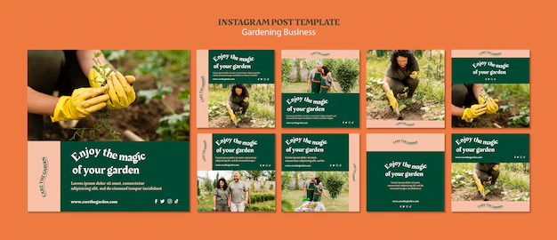 Free PSD | Gardening instagram posts template design