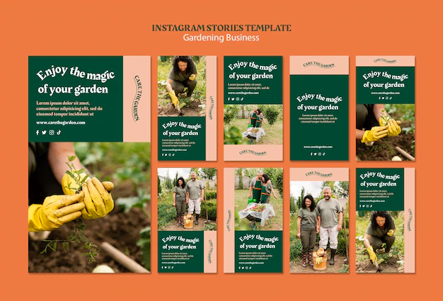Free PSD | Gardening instagram stories template design