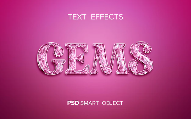 Free PSD | Gems text effect design