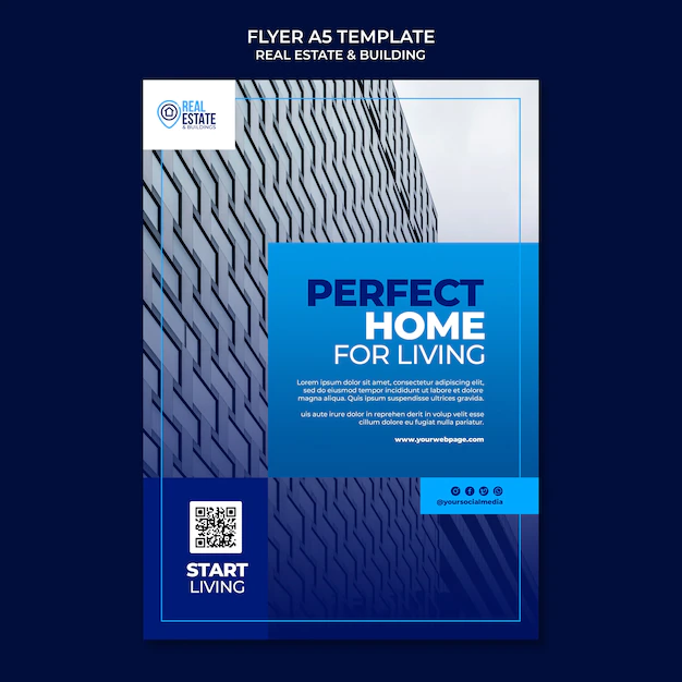 Free PSD | Geometric shapes real estate flyer template