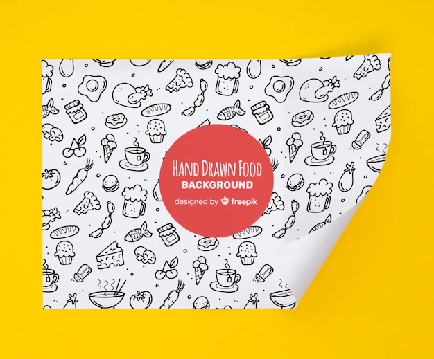 Free PSD | Geometry paper with hand drawn foods