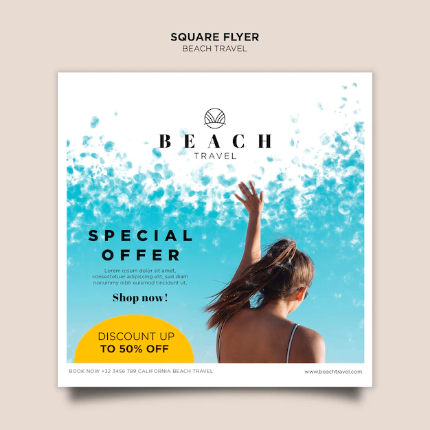 Free PSD | Girl best summer time square flyer template