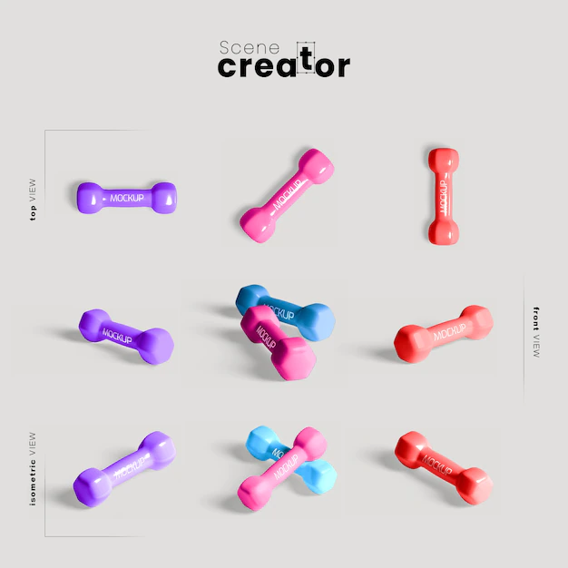 Free PSD | Girlish colorful weights mock-up